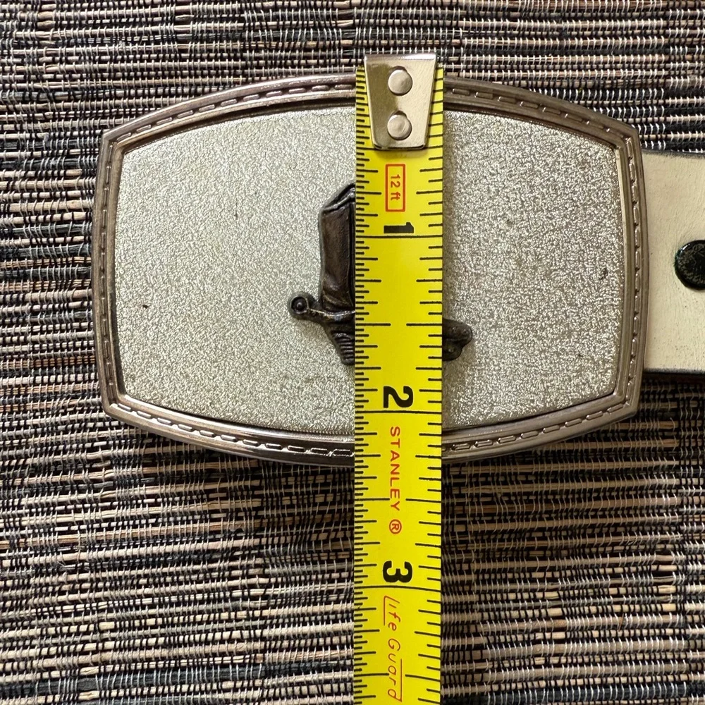 Justin‎ Ivory Leather Belt Cowgirl Boots Buckle Top Grain Cowhide Sz 28 31”